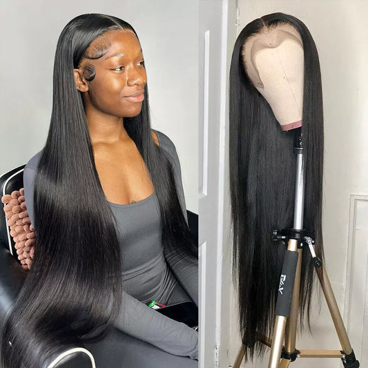 Hair Transparent Lace Front Wigs Human Hair 180% Density Pre Plucked with Baby Hair Peruvian Straight 13x4 Lace Frontal Wig Natural Color