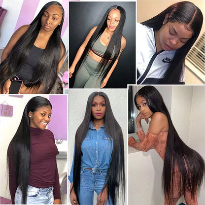 Hair Transparent Lace Front Wigs Human Hair 180% Density Pre Plucked with Baby Hair Peruvian Straight 13x4 Lace Frontal Wig Natural Color