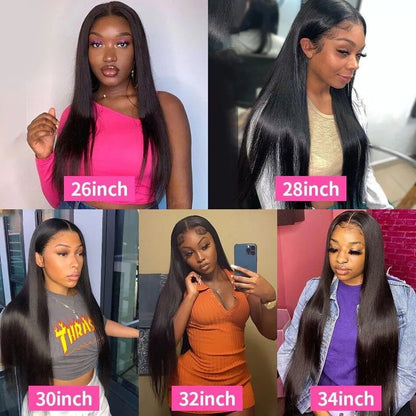 Hair Transparent Lace Front Wigs Human Hair 180% Density Pre Plucked with Baby Hair Peruvian Straight 13x4 Lace Frontal Wig Natural Color