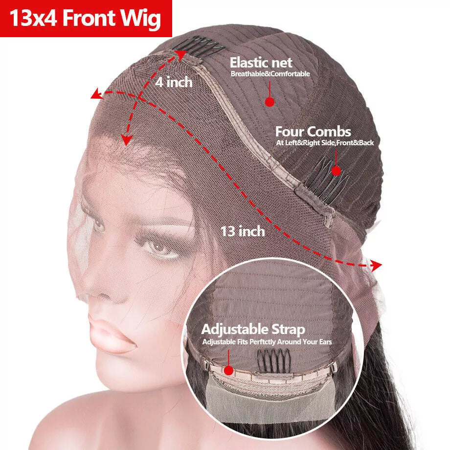 Hair Transparent Lace Front Wigs Human Hair 180% Density Pre Plucked with Baby Hair Peruvian Straight 13x4 Lace Frontal Wig Natural Color