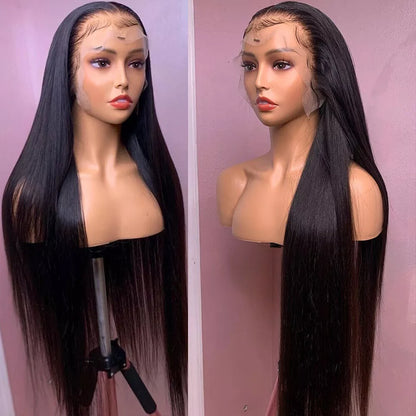 Hair Transparent Lace Front Wigs Human Hair 180% Density Pre Plucked with Baby Hair Peruvian Straight 13x4 Lace Frontal Wig Natural Color