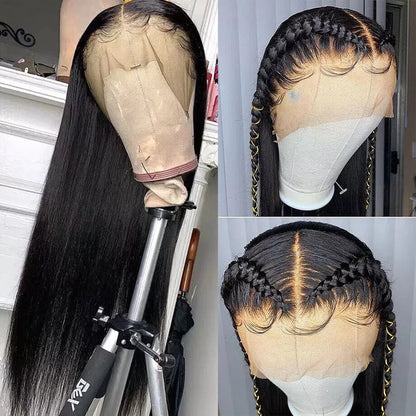 Hair Transparent Lace Front Wigs Human Hair 180% Density Pre Plucked with Baby Hair Peruvian Straight 13x4 Lace Frontal Wig Natural Color