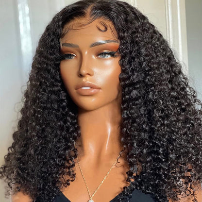 Breathable Cap Afro Curly Left C Part Glueless 5x5 Closure Lace Wig Beginner