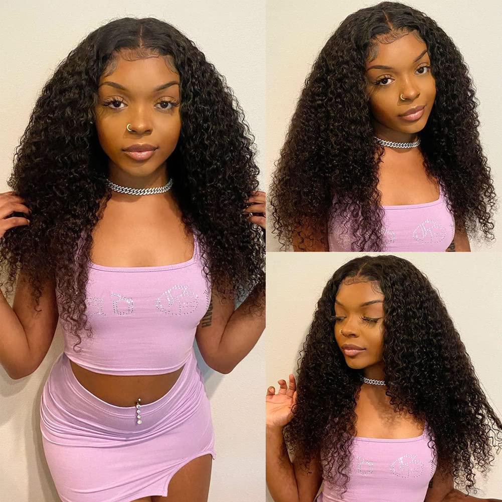 Breathable Cap Afro Curly Left C Part Glueless 5x5 Closure Lace Wig Beginner